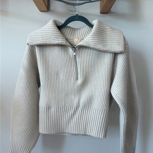 H&M Cozy Cream Ribbed Wool Sweater
